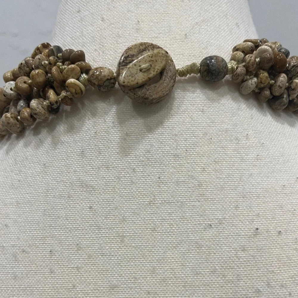 Unbranded Jasper Bead Multi-Strand Necklace Womens‎ OS Brown Good Boho Statement